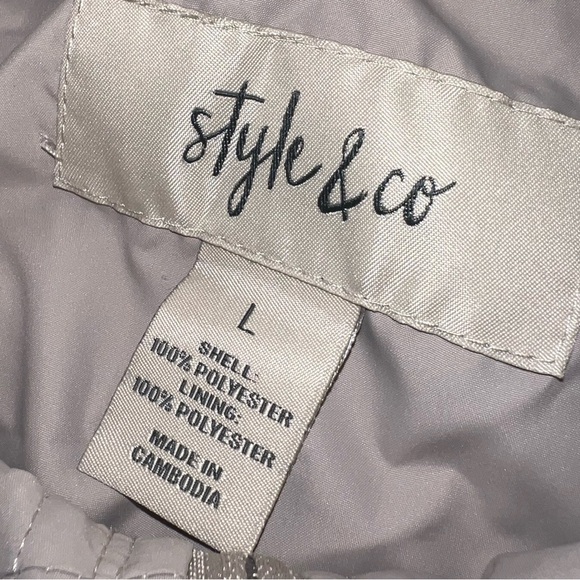 Style & Co. Hooded Anorak Jacket in White Truffle Size Large NWOT - Picture 7 of 7